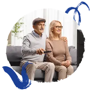 Senior couple watching TV