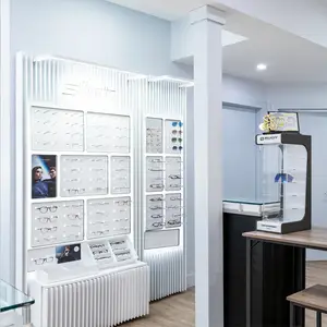 eyeglasses display feature wall inside wesley eye care