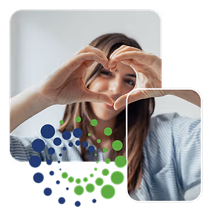 woman showing heart shape with her hands