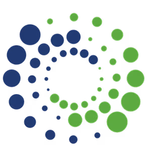 Image of blue and green circles with a square in the middle