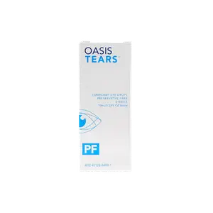 Oasis Tears lubricant eye drops, 0.3 mL per drop, sterile, 15 mL bottle, NDC 42126-6400-1