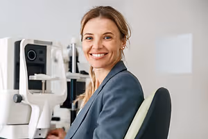 woman having comprehensive eye exam