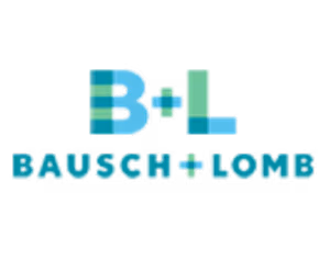 Bausch & Lomb logo featuring a blue, green, and teal square with the text Bausch & Lomb underneath