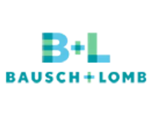 Bausch & Lomb logo featuring a blue, green, and teal square with the text Bausch & Lomb underneath