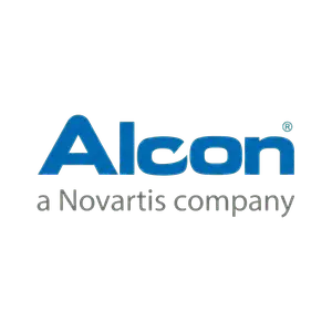 Alcon, a Novartis company, logo displayed on a black background.