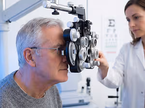 Man having his eyes examined by an optometrist