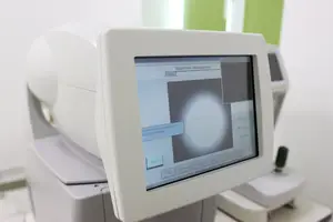 Close up of a medical equipment screen showing a measurement