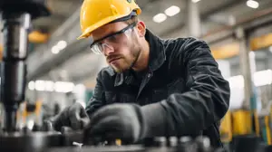 A man working on a machine in a factory