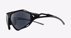Black Nike sunglasses with a sleek design and polarized lenses, displayed against a plain background.