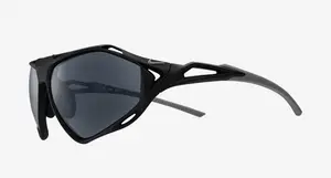Black Nike sunglasses with a sleek design and polarized lenses, displayed against a plain background.