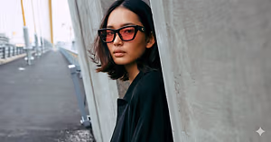 Woman standing on a bridge wearing sunglasses