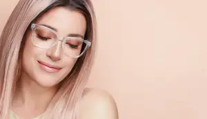 Smiling woman in frames