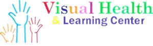 Visual Health & Learning Center logo with colorful text and three raised hands