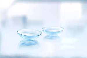 Two clear glass bowls on a white surface with a blurry background