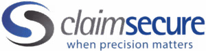 ClaimSecure logo on a blue background with the tagline 'when precision matters'