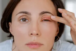Woman with a stye in her left eye