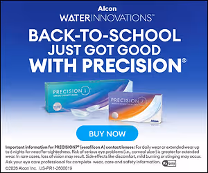 Alcon Water Innovations back-to-school promotion for Precision lenses with buy now button