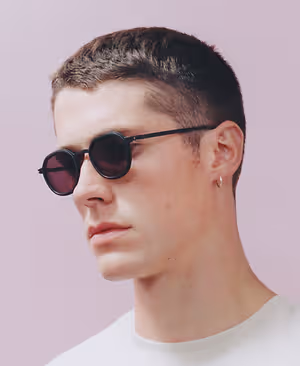 Close up of a man wearing sunglasses