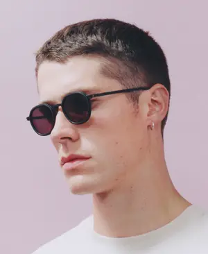Close up of a man wearing sunglasses