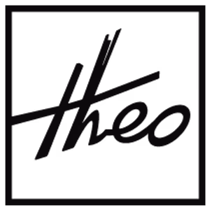 Theo logo on a black background