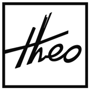 Theo logo on a black background