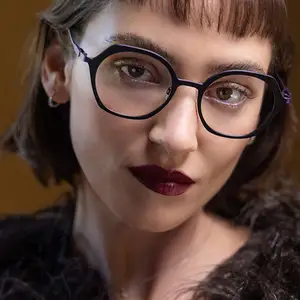Close up of woman wearing glasses and a fur coat