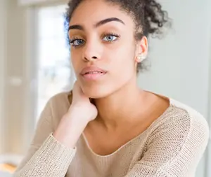 woman with bright clear eyes