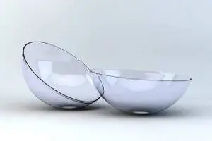 Image of two transparent glass bowls placed side by side on a white background