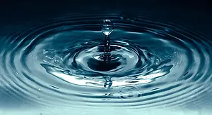 Water droplet creating ripples in the water.