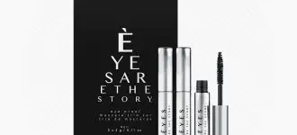 ÉYE SAR ETHE STORY mascara with three tubes displayed