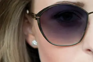 Close-up of a woman's face with sunglasses