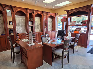 Office in 20/20 Eye Care in Alpharetta, GA with selection of eyewear.