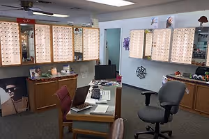 Cove Vision Interior with eye glasses on display