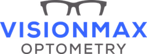 VisionMax Optometry logo featuring a pair of glasses with the text 'VisionMax Optometry' in blue