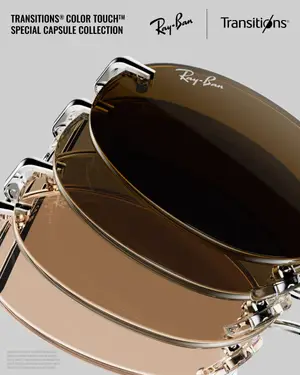 Transitions® Color Touch™ Special Capsule Collection Ray-Ban sunglasses with brown lenses and metal frame.