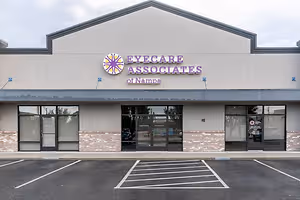 Eyecare Associates of Nampa building exterior with logo on the front
