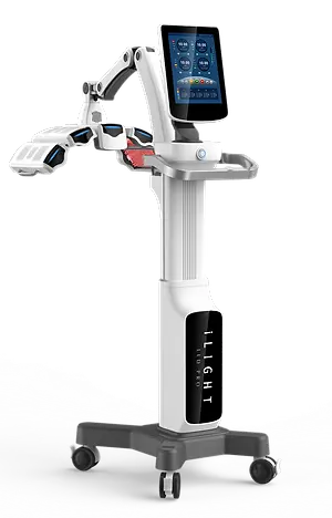 An image of the LED Pro Light Pro machine that is white in color and has a monitor on top with some text and numbers.