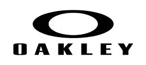 Oakley logo featuring a black oval with a white outline and the word Oakley in bold black letters
