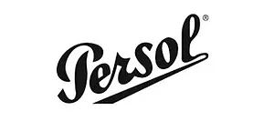 Persol logo featuring black cursive letters on a white background