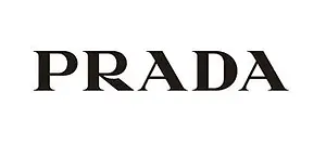 Prada brand logo in black font on a white background