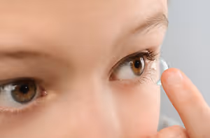 a young girl wearing a lense on her right eye