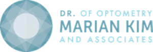 Dr. Marian Kim and Associates logo featuring a blue gemstone with a white center