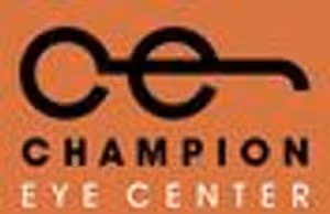 Champion Eye Center logo with orange background and black lettering