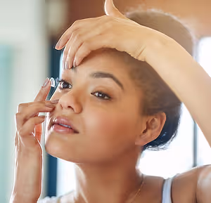 young woman putting on contact lensesjpg