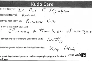 feedback form for kudo care medical practice