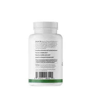 A white bottle with a green and white label and a barcode on a white background