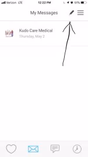A screenshot of a text message application on a smartphone displaying a message from 'Kudo Care Medical'.