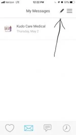 A screenshot of a text message application on a smartphone displaying a message from 'Kudo Care Medical'.