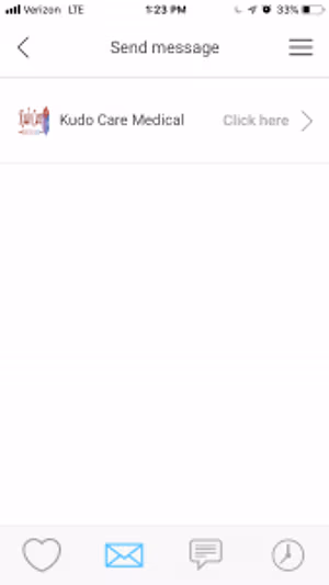A screenshot of a mobile phone screen displaying a message from KUDO Care Medical.