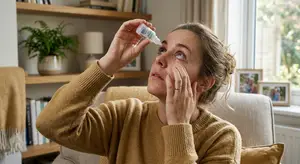 woman using eye drops